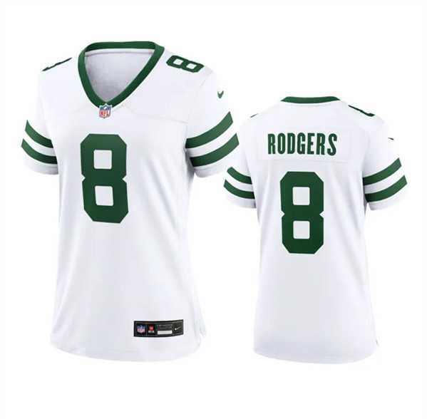 Women%27s New York Jets #8 Aaron Rodgers White 2024 Stitched Jersey Dzhi